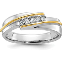 14K Two-Tone Men's Polished 5-Stone Diamond Ring - 1/6 Carats Total Diamond Weight by IBGoodman
