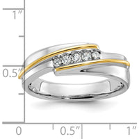 14K Two-Tone Men's Polished 5-Stone Diamond Ring - 1/6 Carats Total Diamond Weight by IBGoodman