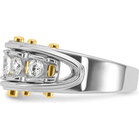 14K Two-Tone Men's Polished 5-Stone Diamond Ring with Faceted Round Diamonds - 1.00 Carats Total Diamond Weight by IBGoodman