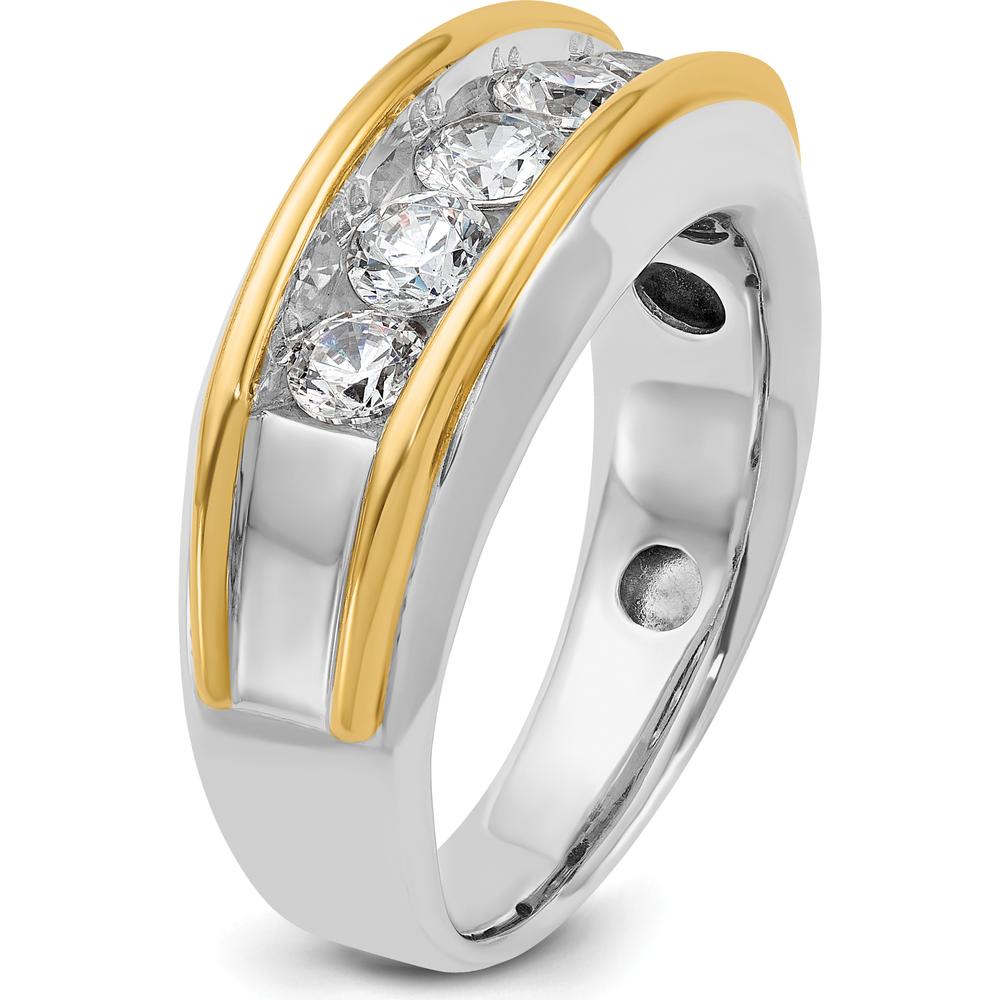 14K Two-Tone Men's Polished 5-Stone Diamond Ring with Round Faceted Diamonds - 1.0 Carats Total Diamond Weight by IBGoodman