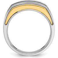 14K Two-Tone Men's Polished 5-Stone Ring with Diamond Accents by IBGoodman