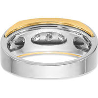 14K Two-Tone Men's Polished 5-Stone Ring with Diamond Accents by IBGoodman