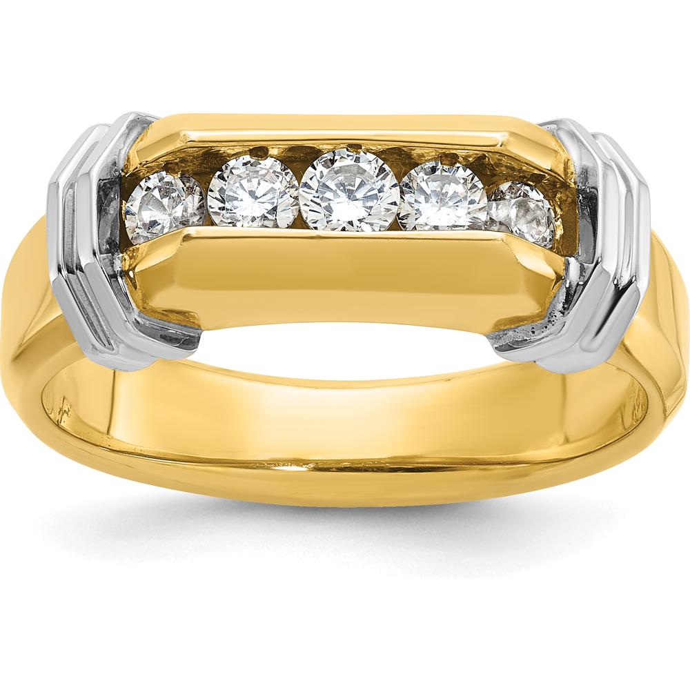 14K Two-Tone Men's Polished 5-Stone Round Diamond Ring - 1/2 Carats Total Diamond Weight by IBGoodman