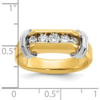 14K Two-Tone Men's Polished 5-Stone Round Diamond Ring - 1/2 Carats Total Diamond Weight by IBGoodman