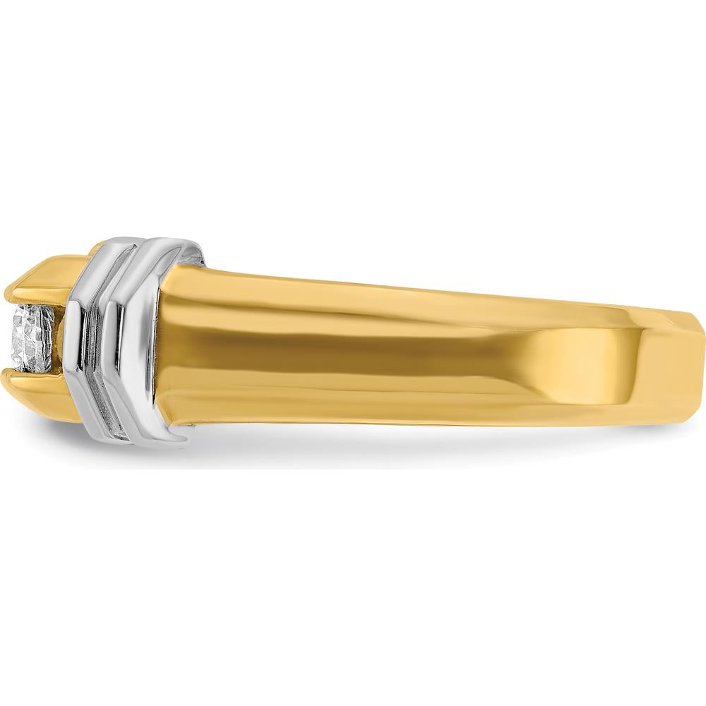 14K Two-Tone Men's Polished 5-Stone Round Diamond Ring - 1/2 Carats Total Diamond Weight by IBGoodman