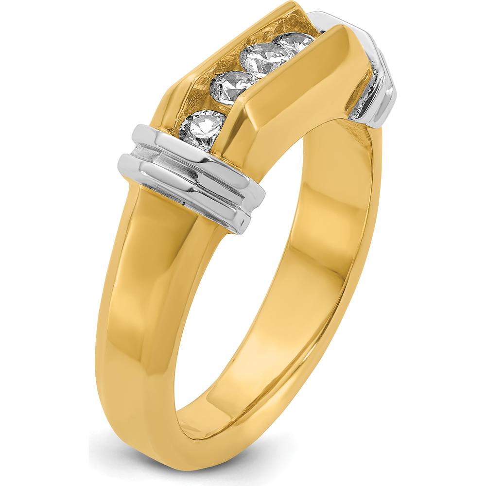 14K Two-Tone Men's Polished 5-Stone Round Diamond Ring - 1/2 Carats Total Diamond Weight by IBGoodman