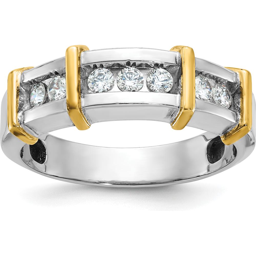 14K Two-Tone Men's Polished 7-Stone Diamond Ring - 0.49 Carats Total Diamond Weight by IBGoodman