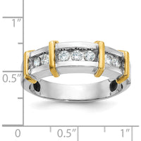 14K Two-Tone Men's Polished 7-Stone Diamond Ring - 0.49 Carats Total Diamond Weight by IBGoodman