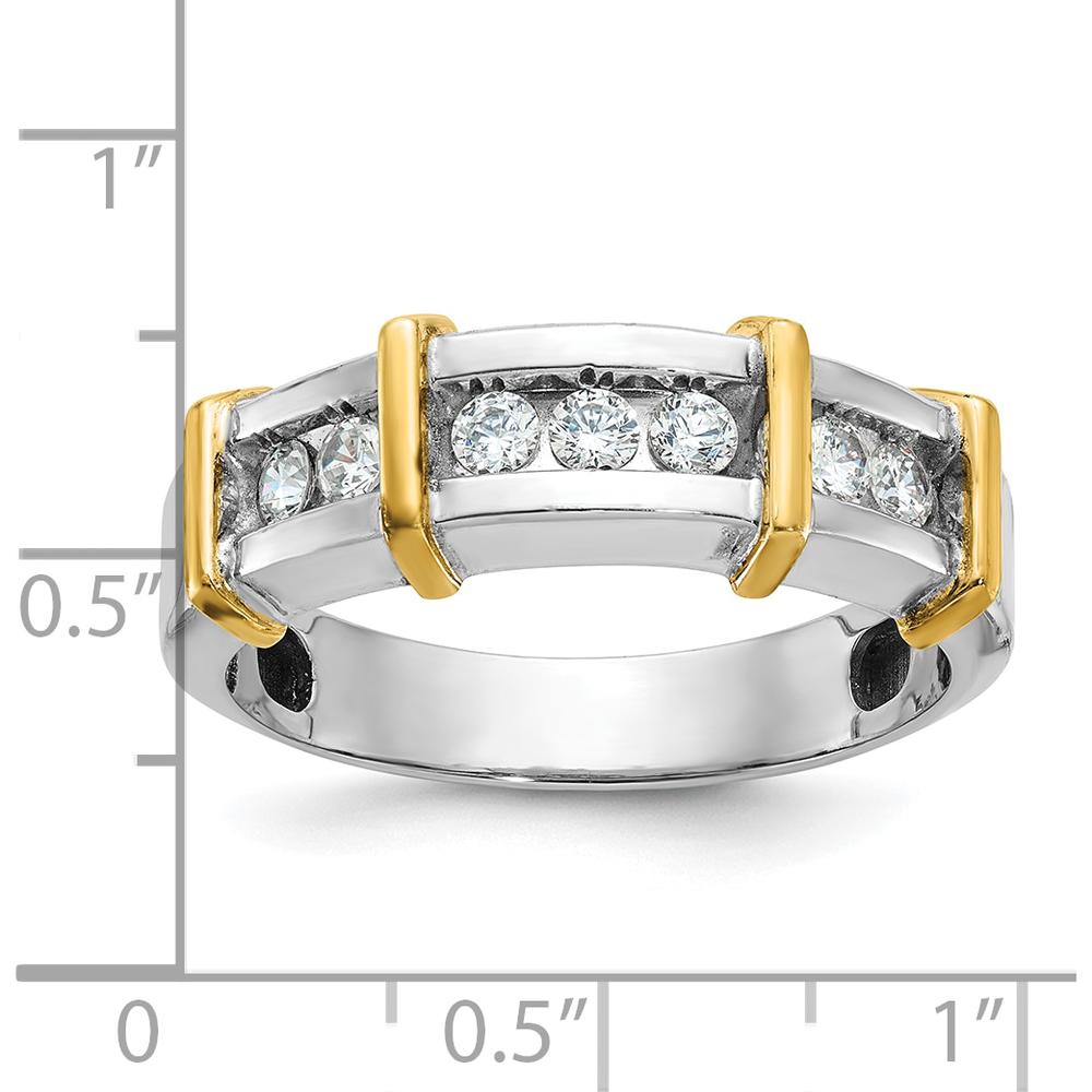14K Two-Tone Men's Polished 7-Stone Diamond Ring - 0.49 Carats Total Diamond Weight by IBGoodman