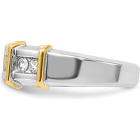 14K Two-Tone Men's Polished 7-Stone Diamond Ring - 0.49 Carats Total Diamond Weight by IBGoodman