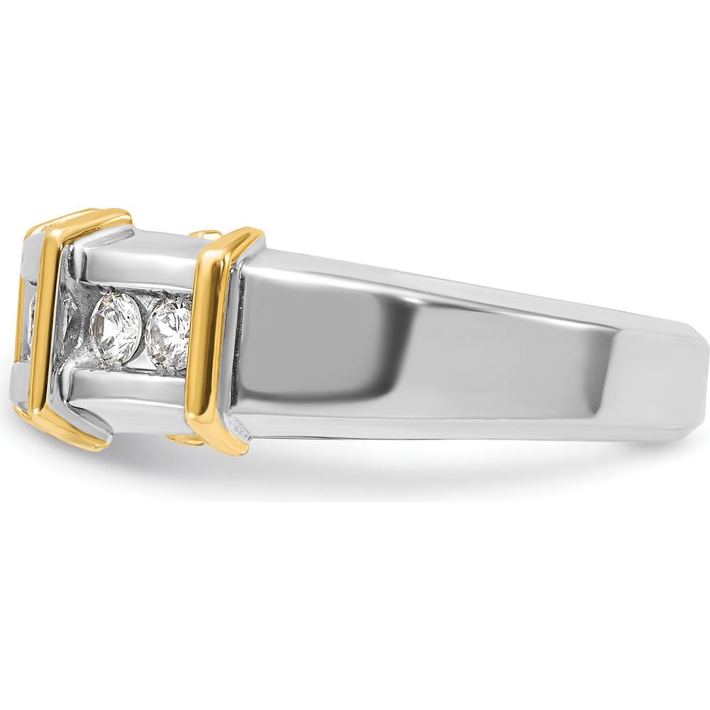 14K Two-Tone Men's Polished 7-Stone Diamond Ring - 0.49 Carats Total Diamond Weight by IBGoodman