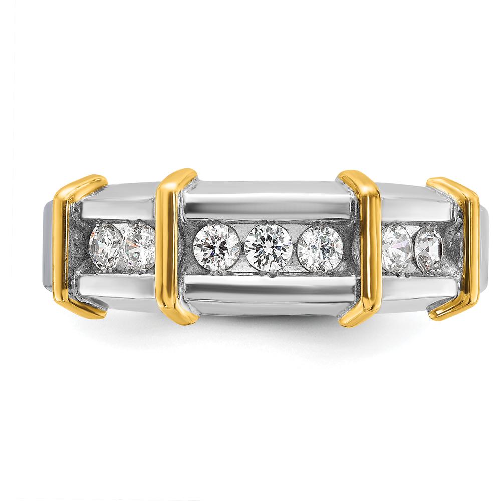 14K Two-Tone Men's Polished 7-Stone Diamond Ring - 0.49 Carats Total Diamond Weight by IBGoodman