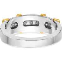 14K Two-Tone Men's Polished 7-Stone Diamond Ring - 0.49 Carats Total Diamond Weight by IBGoodman
