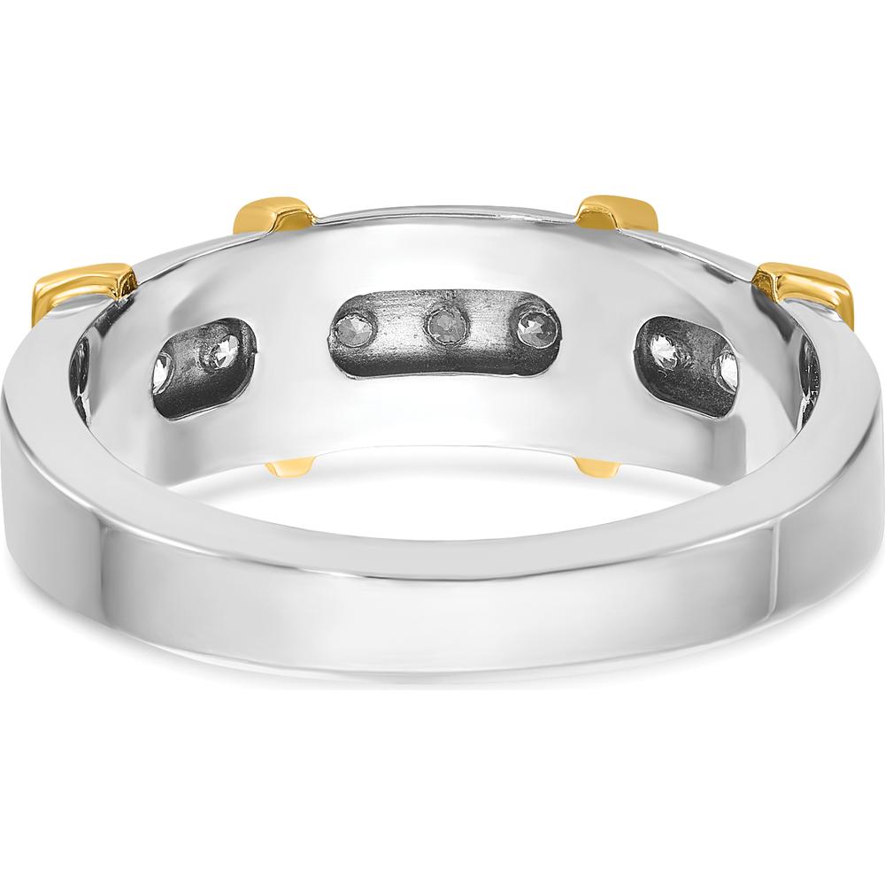 14K Two-Tone Men's Polished 7-Stone Diamond Ring - 0.49 Carats Total Diamond Weight by IBGoodman