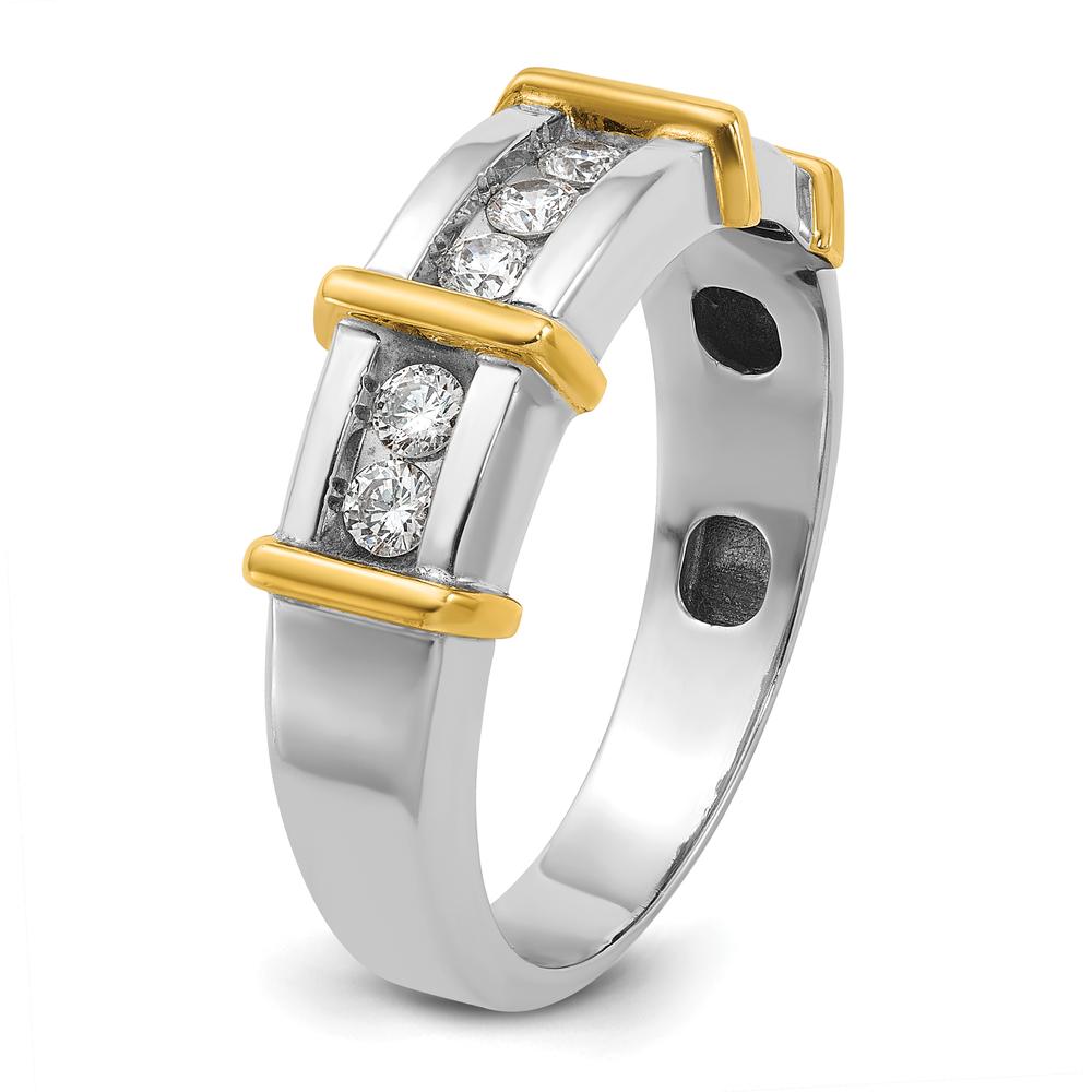 14K Two-Tone Men's Polished 7-Stone Diamond Ring - 0.49 Carats Total Diamond Weight by IBGoodman