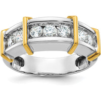 14K Two-Tone Men's Polished 7-Stone Diamond Ring - 1 Carat Total Diamond Weight by IBGoodman
