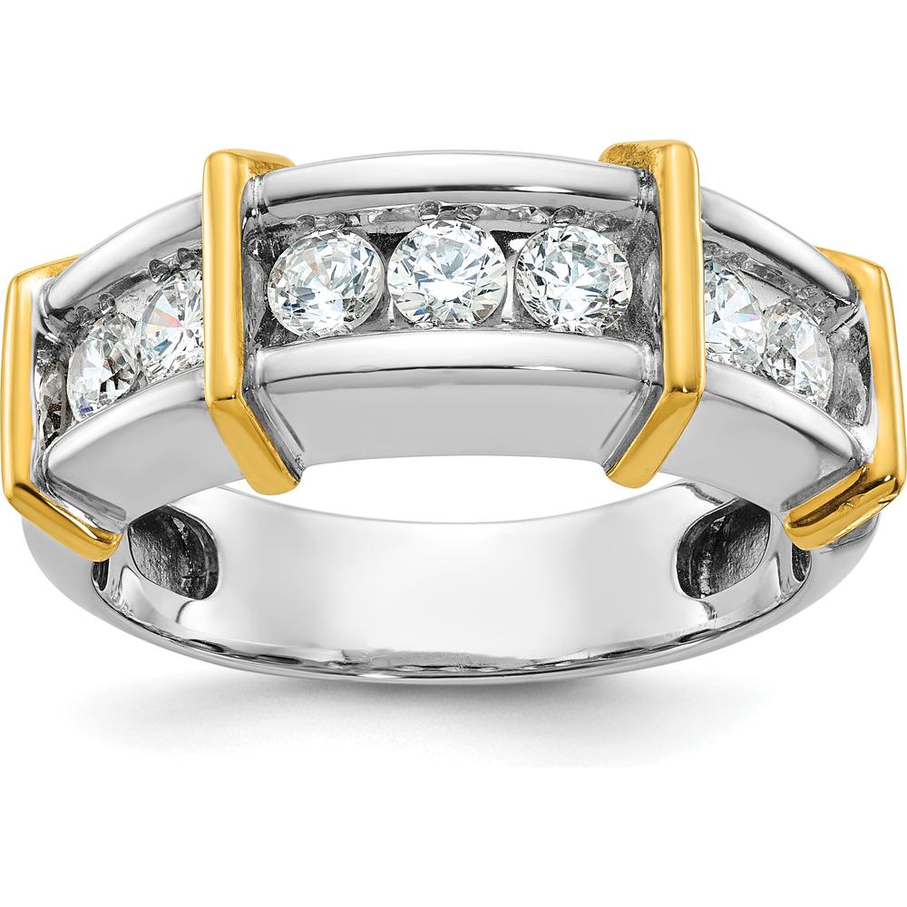 14K Two-Tone Men's Polished 7-Stone Diamond Ring - 1 Carat Total Diamond Weight by IBGoodman