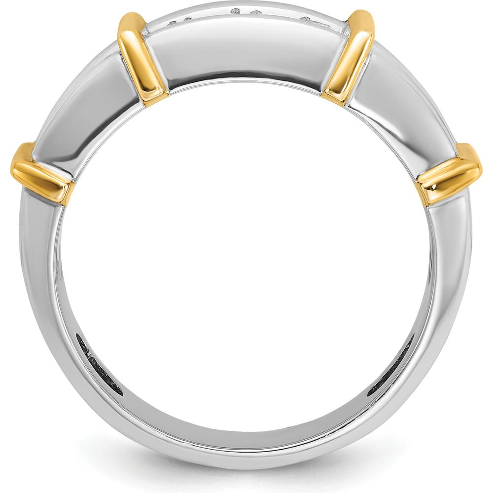 14K Two-Tone Men's Polished 7-Stone Diamond Ring - 1 Carat Total Diamond Weight by IBGoodman
