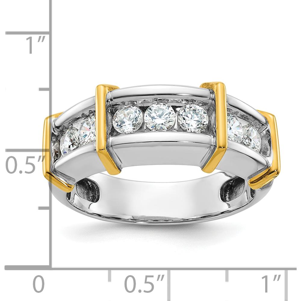 14K Two-Tone Men's Polished 7-Stone Diamond Ring - 1 Carat Total Diamond Weight by IBGoodman