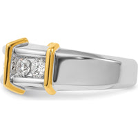 14K Two-Tone Men's Polished 7-Stone Diamond Ring - 1 Carat Total Diamond Weight by IBGoodman
