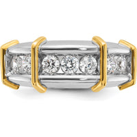 14K Two-Tone Men's Polished 7-Stone Diamond Ring - 1 Carat Total Diamond Weight by IBGoodman