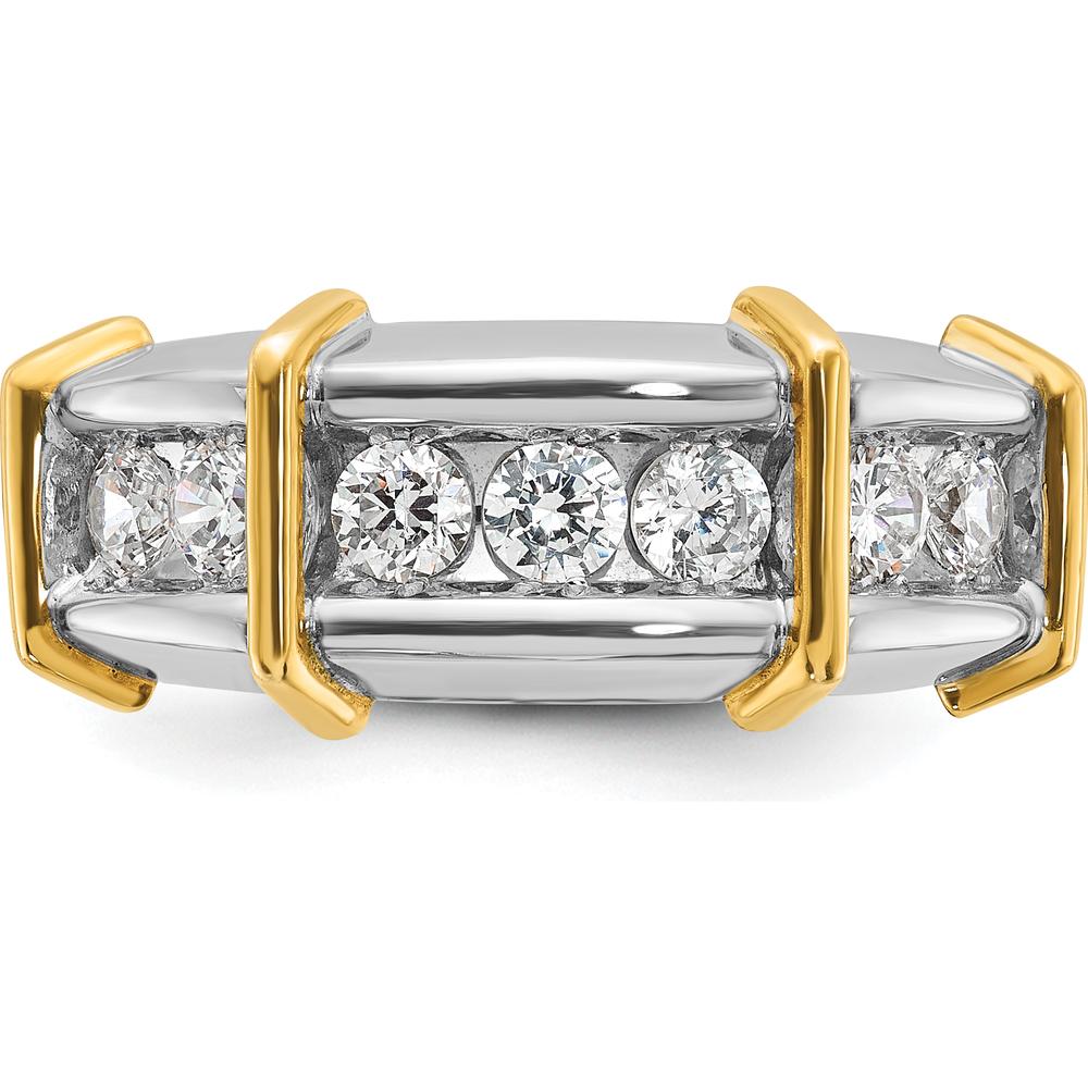14K Two-Tone Men's Polished 7-Stone Diamond Ring - 1 Carat Total Diamond Weight by IBGoodman