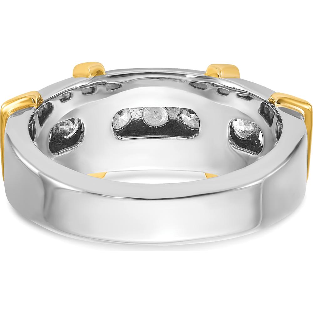 14K Two-Tone Men's Polished 7-Stone Diamond Ring - 1 Carat Total Diamond Weight by IBGoodman