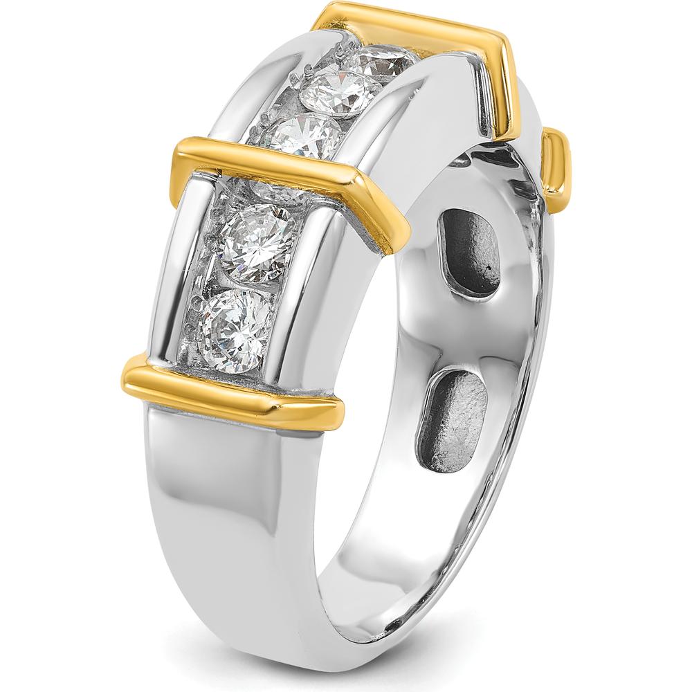 14K Two-Tone Men's Polished 7-Stone Diamond Ring - 1 Carat Total Diamond Weight by IBGoodman