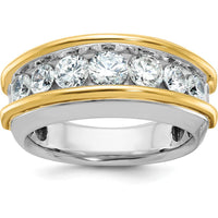 14K Two-Tone Men's Polished 7-Stone Ring Mounting by IBGoodman