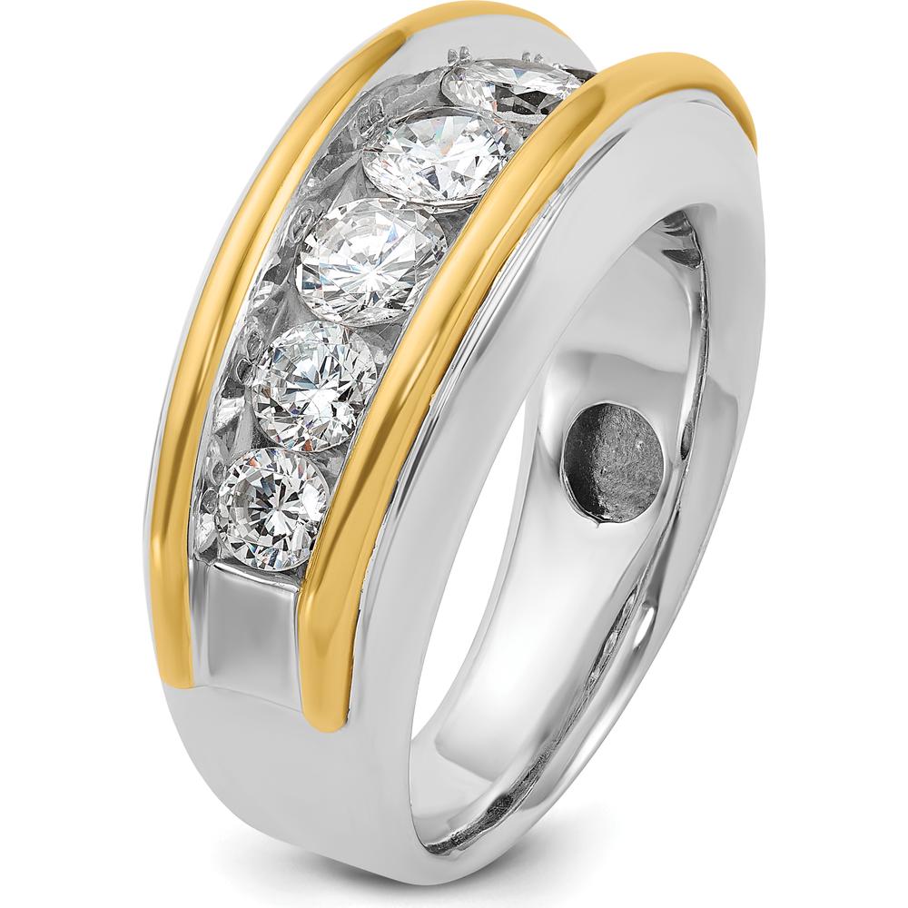 14K Two-Tone Men's Polished 7-Stone Ring Mounting by IBGoodman