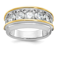 14K Two-Tone Men's Polished 7-Stone Ring Mounting - Gold by IBGoodman