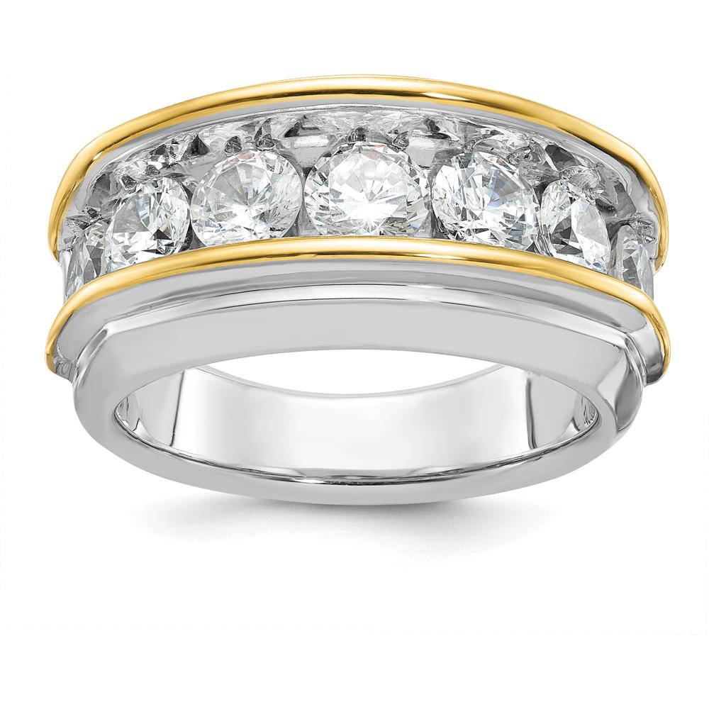 14K Two-Tone Men's Polished 7-Stone Ring Mounting - Gold by IBGoodman
