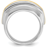 14K Two-Tone Men's Polished 7-Stone Ring Mounting - Gold by IBGoodman