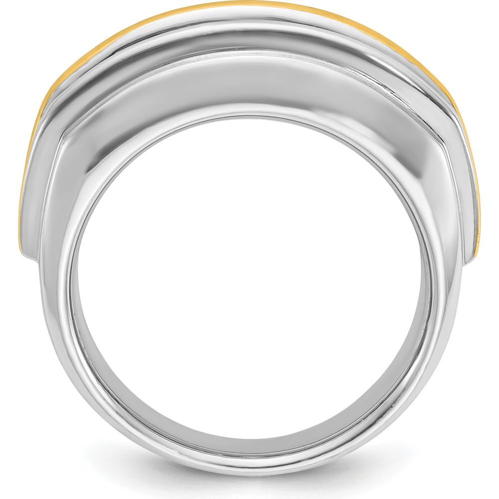 14K Two-Tone Men's Polished 7-Stone Ring Mounting - Gold by IBGoodman