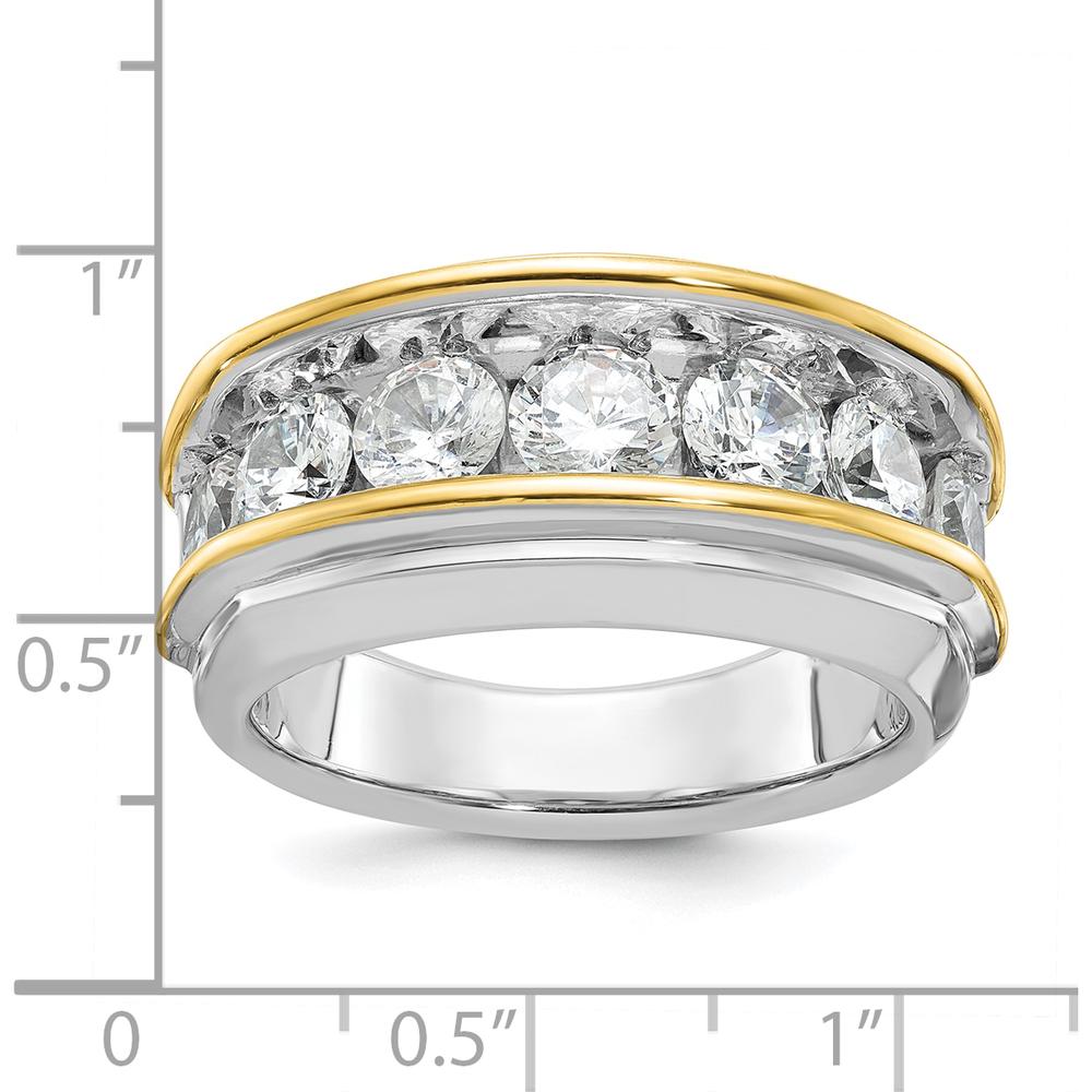14K Two-Tone Men's Polished 7-Stone Ring Mounting - Gold by IBGoodman