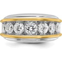 14K Two-Tone Men's Polished 7-Stone Ring Mounting - Gold by IBGoodman