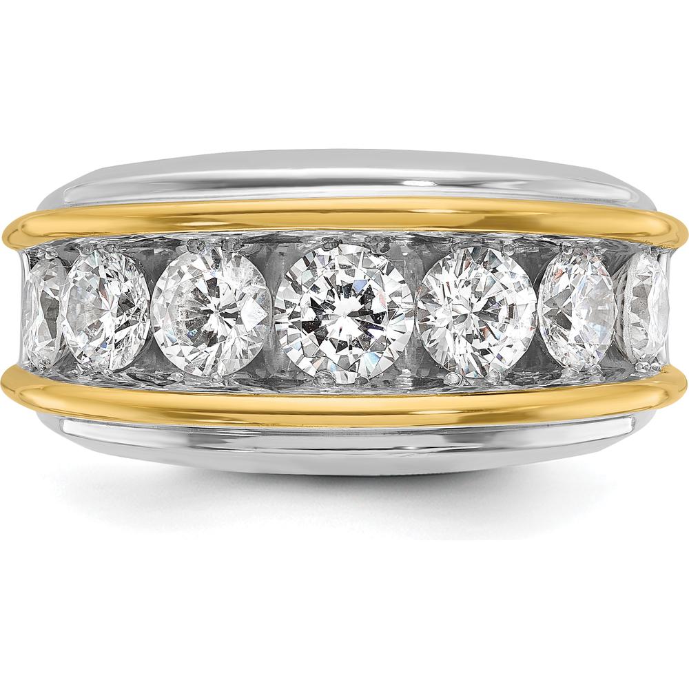 14K Two-Tone Men's Polished 7-Stone Ring Mounting - Gold by IBGoodman