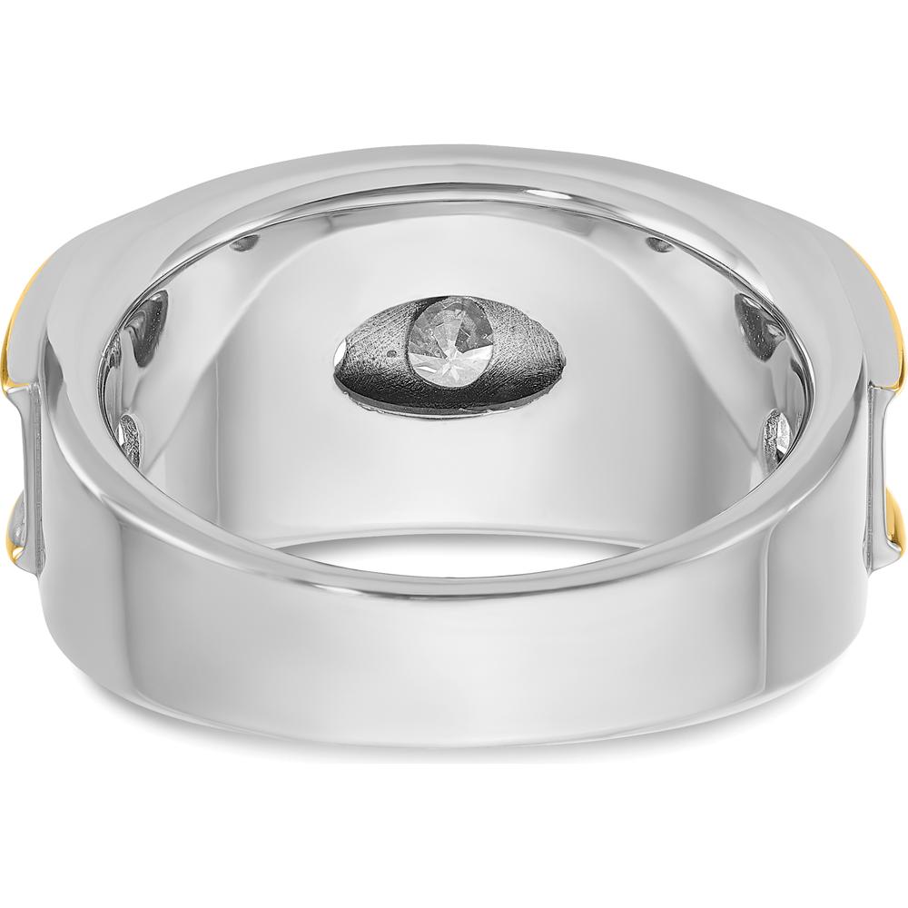 14K Two-Tone Men's Polished 7-Stone Ring Mounting - Gold by IBGoodman