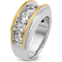 14K Two-Tone Men's Polished 7-Stone Ring Mounting - Gold by IBGoodman