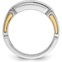 14K Two-Tone Men's Polished and Cut-Out 2-Row 1 Carat AA Quality Diamond Ring by IBGoodman