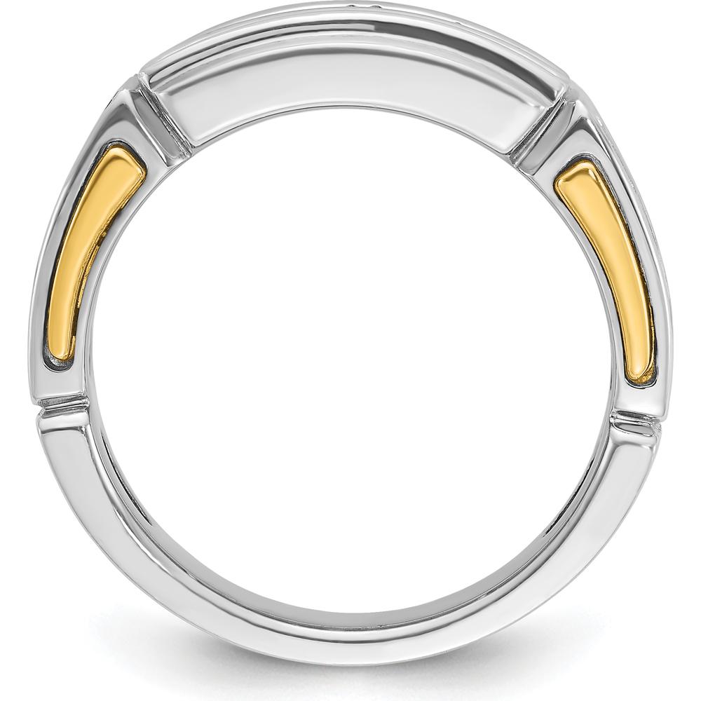 14K Two-Tone Men's Polished and Cut-Out 2-Row 1 Carat AA Quality Diamond Ring by IBGoodman