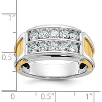 14K Two-Tone Men's Polished and Cut-Out 2-Row 1 Carat AA Quality Diamond Ring by IBGoodman