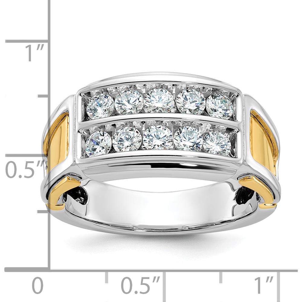 14K Two-Tone Men's Polished and Cut-Out 2-Row 1 Carat AA Quality Diamond Ring by IBGoodman
