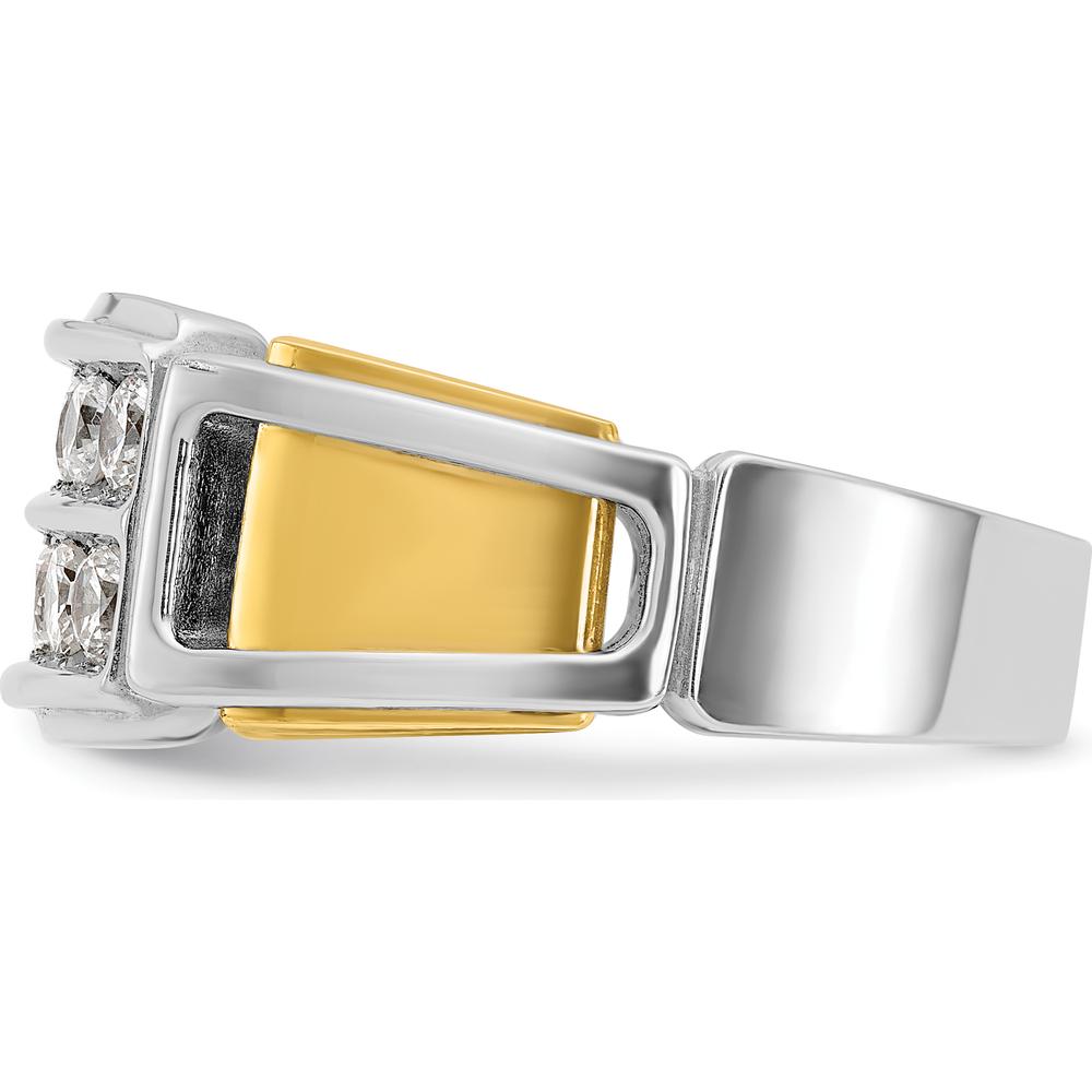 14K Two-Tone Men's Polished and Cut-Out 2-Row 1 Carat AA Quality Diamond Ring by IBGoodman