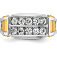 14K Two-Tone Men's Polished and Cut-Out 2-Row 1 Carat AA Quality Diamond Ring by IBGoodman