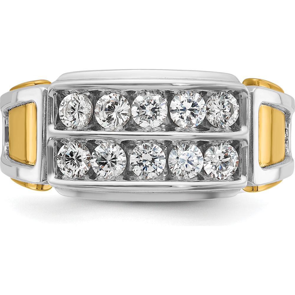 14K Two-Tone Men's Polished and Cut-Out 2-Row 1 Carat AA Quality Diamond Ring by IBGoodman