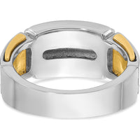 14K Two-Tone Men's Polished and Cut-Out 2-Row 1 Carat AA Quality Diamond Ring by IBGoodman