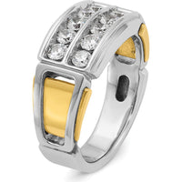 14K Two-Tone Men's Polished and Cut-Out 2-Row 1 Carat AA Quality Diamond Ring by IBGoodman