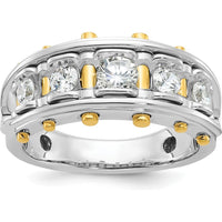 14K Two-Tone Men's Polished and Cut-Out 5-Stone Ring by IBGoodman