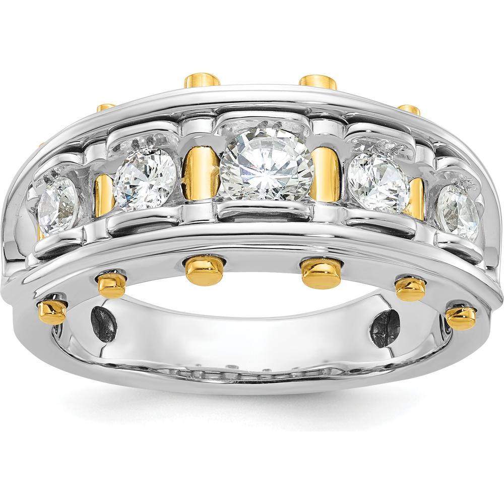 14K Two-Tone Men's Polished and Cut-Out 5-Stone Ring by IBGoodman